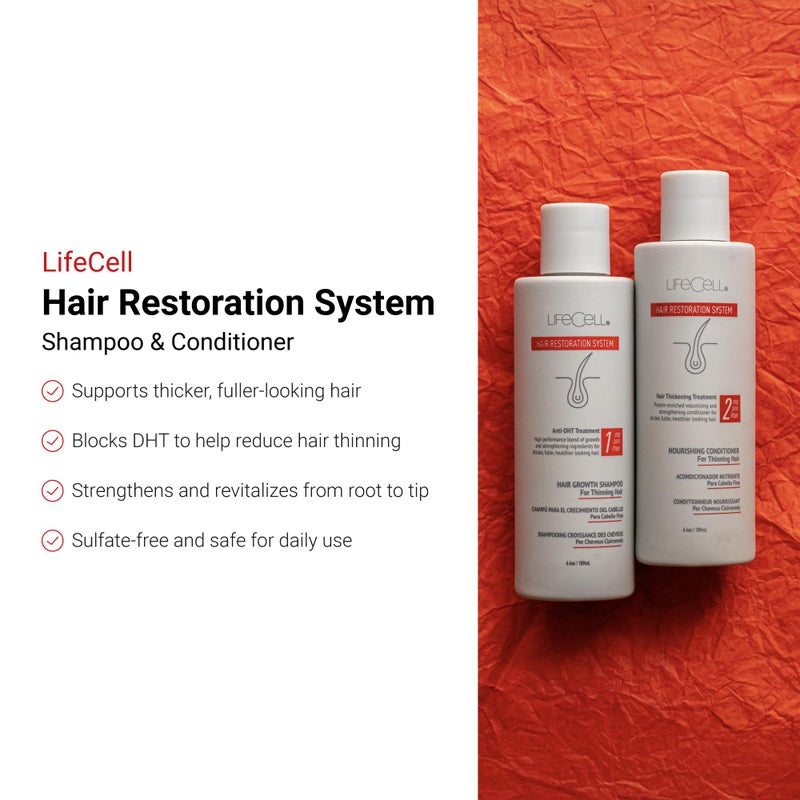 LifeCell Hair Restoration System - Anti-DHT Shampoo & Conditioner for Thicker, Fuller Hair - Strengthens & Revitalizes - Supports Scalp Health & Hair Growth - Image 2